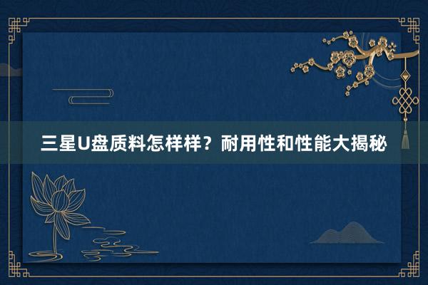 三星U盘质料怎样样？耐用性和性能大揭秘