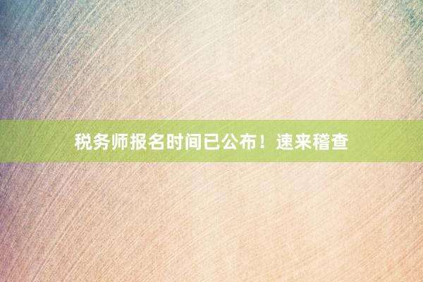 税务师报名时间已公布！速来稽查